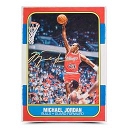 Sports Memorabilia Michael Jordan Autographed Original Fleer Rookie Card Art - Upper Deck - Basketball Autographed Cards image