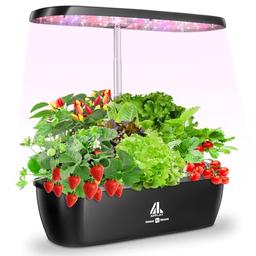 Hydroponics Growing System,12 Pods Indoor Garden Plant Germination Kit with Smart AI LED Grow Light,Auto Timer with Silent Powerful Pump,Adjustable Height, for Home Kitchen Office image