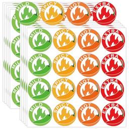 4 Level Spicy Indicator Stickers Red Chili Pepper Labels 1inch Grocery Store Food Warning Spicy Labels Spiciness Indicator Stickers for Food Packaging, Restaurants 320pcs (1 inch) image