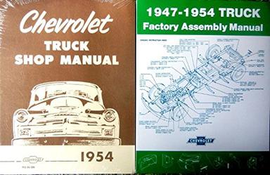 FULLY ILLUSTRATED 1954 CHEVY TRUCK & PICKUP REPAIR SHOP & SERVICE MANUAL & FACTORY ASSEMBLY MANUAL SET. Sedan Delivery, Panel, Stake, Suburban; Light Duty, Medium Duty, Heavy Duty CHEVROLET image