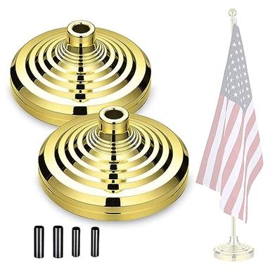 Yescom 2 Pack 12" Base Stand for Indoor Flagpole Gold Interior Flag Holder Plastic Office image
