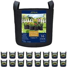 JERIA 16-Pack 7 Gallon Grow Bags, Heavy Duty Thickened Nonwoven Fabric Pots Container with Reinforced Handles, Vegetable/Flower/Plant Grow Pots Come with 16 Pcs Plant Labels image