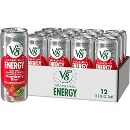 V8 +SPARKLING ENERGY Strawberry Kiwi Energy Drink, Made With Real Vegetable And Fruit Juices, 11.5 FL OZ Can (Pack Of 12) image