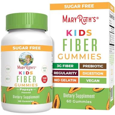MaryRuth Organics Nutritional Supplement, 2 Month Supply, Sugar Free, Prebiotic, for Kids Ages 2+, Gut Health and Digestion Support, 3g Soluble Fiber Per Gummy, 60 Count image