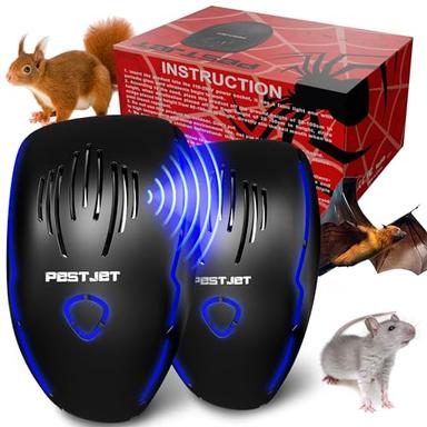 New 2024 Ultrasonic Pest Repeller Plug in - 2 Pack – Outdoor/Indoor Electronic Pest Repellent - Get Rid of Rat Bat Mouse Squirrel Bug Bee Ant Spider Wasp Cockroach Fly Mosquito Rodent Termite Roach image
