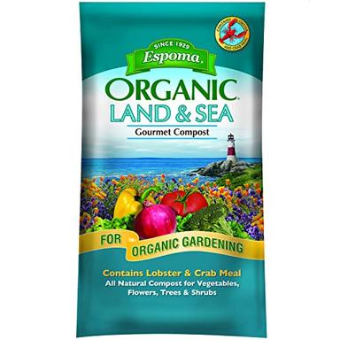 Espoma Organic Land and Sea Gourmet Compost with Lobster & Crab Meal; the Best of Both Worlds! Gourmet Planting Mix for Vegetables, Flowers, Trees & Shrubs. 1 Cubic Foot Bag image