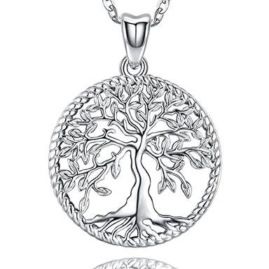 Aniu Tree of Life Necklace for Women, 925 Sterling Silver Mother of Pearl Family Palm Tree Charm Pendant Jewelry for Birthday Gift 18" image