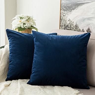MIULEE Pack of 2, Velvet Soft Solid Decorative Square Throw Pillow Covers Set Cushion Case for Spring Sofa Bedroom Car 18x18 Inch 45x45 Cm image