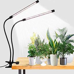 GooingTop LED Grow Light,6000K Full Spectrum Clip Plant Growing Lamp with White Red LEDs for Indoor Plants,5-Level Dimmable,Auto On Off Timing 4 8 12Hrs image