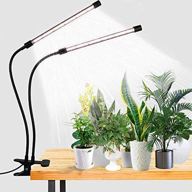 GooingTop LED Grow Light,6000K Full Spectrum Clip Plant Growing Lamp with White Red LEDs for Indoor Plants,5-Level Dimmable,Auto On Off Timing 4 8 12Hrs image