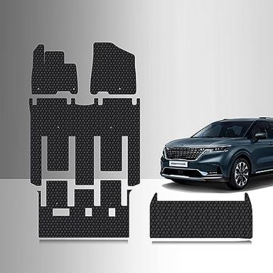 TOUGHPRO Floor Mats Accessories Full Set + Storage Compatible with KIA Carnival 7 Seater with 2nd Row VIP Lounge Seats All Weather Heavy Duty Black Rubber 2022 2023 2024 image