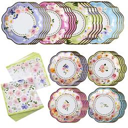 Tea Party Decorations Tableware Set by Kate Aspen (62 Pc, 16 Guests), Colorful Pastel Party Supplies for Bridal Showers, Baby Shower, Garden Party, Birthdays image