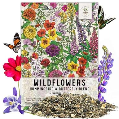 Seed Needs, Package of 15,000+ Hummingbird and Butterfly Garden Wildflower Seed Mixture for Planting (99% Pure Live Seed- NO Filler) 20+ Varieties, Annual Perennial - Bulk image