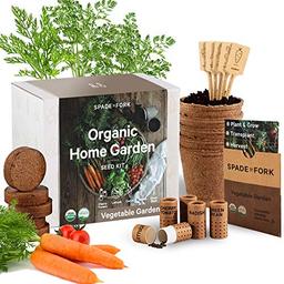 Organic Indoor Vegetable Garden Starter Kit - Made in USA - Certified USDA Organic - 5 Seed Types Cherry Tomato, Lettuce, Carrot, Radish, Green Bean | Indoor Plant Seeds, Indoor Garden Kit, Plant Kit image