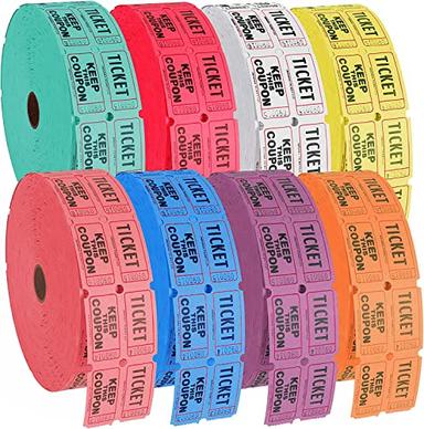 Double Roll Raffle Event Tickets - Full Set of 8 Colors (8 Rolls of 2000 Tickets Each) image