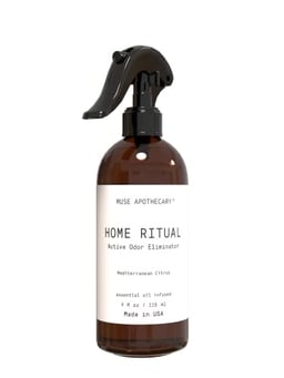 Muse Apothecary Home Ritual Active Odor Eliminator Spray - Odor Eliminator for Home - Furniture Deodorizer Spray & Bathroom Odor Eliminator - Essential Oil Air Freshener - 4oz, Mediterranean Citrus image