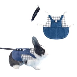 Rabbit Harness and Leash for Walking Escape Proof - Cute Mesh Breathable Bunny Vest Harness Outdoor Camping Hiking Training - Also Suit for Ferret Kittn Puppy Small Animals (Small) image