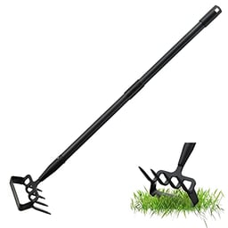 Garden Hoe- 62 Inch Long Stirrup Hoe Garden Tools Cultivator for Weeding, Heavy Duty Garden Hoe for Gardening Weeding with Adjustable Handle Scuffle Garden Hula Hoe with Rake,Loop Stirrup Hoe Weeder image