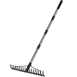 Walensee 5.4FT Bow Rake Heavy Duty Garden Rake with Stainless Steel Handle, 17 Steel Tines Metal Head Rake Tool for Loosening Soil Gathering Leaf Leveling Lawn Farming Land Management Yarn Thatch Rake image