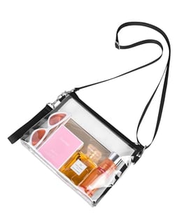 Bagenius Clear Purse Stadium Approved for Women, Transparent Clear Bag with Removable Straps for Work Festival Sporting Events and Concert - Black image