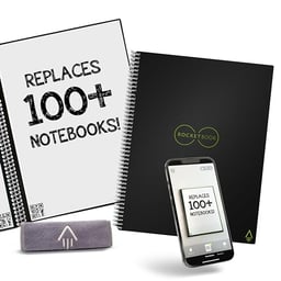 Rocketbook Core Reusable Smart Notebook | Innovative, Eco-Friendly, Digitally Connected Notebook with Cloud Sharing Capabilities | Dotted, 8.5" x 11", 32 Pg, Infinity Black, with Pen, Cloth, and App Included image