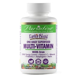 Paradise Herbs, Earth's Blend, Multivitamin, with Iron, 48 Organic Superfoods, Probiotics, Antioxidants, Vitamins A, B12, C, D, K2, Unflavored, 120 image