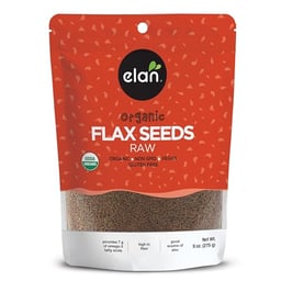 Elan Organic Flax Seed, 9 oz, Whole Seeds, Raw Seeds, Non-GMO, Vegan, Gluten-Free, Kosher, High in Fiber, Gels Easily image