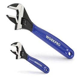 WORKPRO 2-piece Adjustable Wrench Set, 6-Inch & 10-Inch Wrenches, Wide Jaw Black Oxide Wrench, Metric & SAE Scales, Cr-V Steel, for Home, Garage, Workshop image