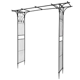 VINGLI Garden Arbor, Arch Archway for Wedding Ceremony Party, Steel Garden Trellis for Plant Climbing, Christmas Garden Decorations Pergola for Garden, Backyard, Lawn (Black) image