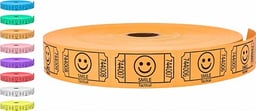 Tacticai 2000 Raffle Tickets, Smile, Orange (8 Color Selection), Single Roll, Ticket for Events, Entry, Class Reward, Fundraiser & Prizes image