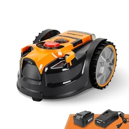 LawnMaster OcuMow™ Robot Lawn Mower Perimeter Wire Free Robotic for Small Yards up to 1000 Square feet Optical Navigation Automatic Obstacle Avoidance Low Noise Spot Cut and No Go Function image