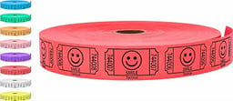 Tacticai 2000 Raffle Tickets, Smile, Red (8 Color Selection), Single Roll, Ticket for Events, Entry, Class Reward, Fundraiser & Prizes image