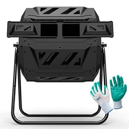 Compost Tumbler Bin Composter Dual Chamber 43 Gallon (Bundled with Pearson's Gardening Gloves) image