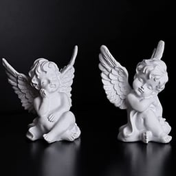 orenm 2 Pack Resin Cherubs White Angel Statue Figurine, Garden Sleeping Cherub Statue Sculpture Indoor Outdoor Home Decoration, Cute Adorable Angle Sculpture Memorial Statue(4" Height) (White) image