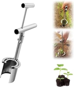 2024 Upgrade Plant and Fruit Tree Seedling Transplanter, Handheld Bulb Planter Tools Stainless Steel Planting Garden Tools with Long Handle Soil Sampler Lawn Aerator for Planting,Digging,Transplanting image