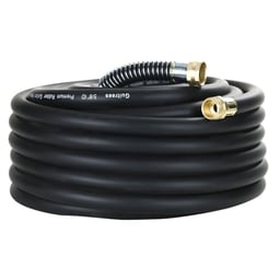 Guitrees 50FT 5/8 Heavy-Duty Rubber Garden Hose - 200psi Working, 1000psi Burst - Hot/Cold Water - Five-Layered Braiding for Durability - Versatile for Gardening, Agriculture, Construction(Black) image