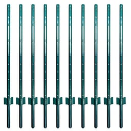 ARIFARO Fence Posts 4 Feet Sturdy Duty Metal Fence Post, Pack of 10, No Dig Garden U Post for Wire Fencing Steel Post for Yard, Outdoor Wire image