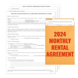 Month to Month Rental Agreement Forms Kit - Comprehensive Monthly Lease Agreement for Rental Property - Includes Reference Guide & 3 Blank Monthly Rental Lease Agreements Forms image