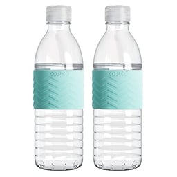 Copco Hydra Reusable Water Bottles | Set of 2 | Non-Slip Sleeve | Spill Resistant Lid | Clear Water Bottles for School, Gym, & Travel | BPA Free Tritan Plastic Water Bottles | 16 Oz (Robins Egg Blue) image