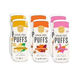 Serenity Kids 6+ Months Grain Free Puffs Toddler & Baby Snack | No Added Sugar, Gluten & Rice Free, Allergen Free | Made with Organic Cassava, Veggies, and Herbs | Puffs Variety Pack | 6 Count image