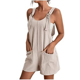 LRMQS Prime of Day Deals Today 2024 Rompers for Women 2024 Shorts Casual Trendy Beach Loose Fit Sleeveless Romper Jumpers Cruise Summer Outfits Clothes My Your Orders Peime Maternity Outfits Summer image