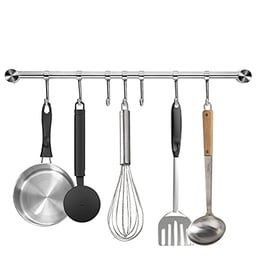 Audmore 15.6 Inch Wall Mounted Pots and Pans Hanging Rack, 304 Stainless Steel, Rust Resistant, Space Saving, Easy Installation, 7 Sliding Hooks, 1 Pack image