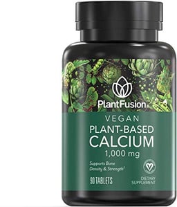 PlantFusion Vegan Calcium, Premium Plant Based Calcium (1000mg) Sourced from Icelandic Red Algae, Plus Magnesium, D3, K2, and Boron, 90 Vegan Tablets image