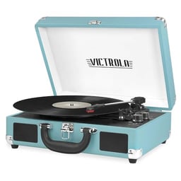 Victrola Vintage 3-Speed Bluetooth Portable Suitcase Record Player with Built-in Speakers | Upgraded Turntable Audio Sound| Includes Extra Stylus | Turquoise, Model Number: VSC-550BT-TQ image