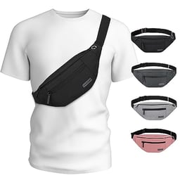 MAXTOP Large Crossbody Fanny Pack Belt Bag for Women Men with 4-Zipper Pockets Gifts for Enjoy Sports Yoga Festival Workout Traveling Running Hands-Free Wallets Waist Pack Phone Bag Fits All Phones image