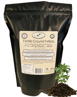 Fertile Ground Pellets, Chicken Manure with Worm Castings and Rabbit Manure - 3-3-2.5 NPK. 3.5 lb Bag of Easy-to-Apply, Low Odor Pellets. Organic Plant Fertilizer and Soil Rebuilder. image