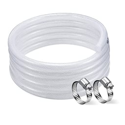 DAVCO 3/4" ID - 25 ft Heavy Duty Braided Clear Plastic Vinyl Tubing, Flexible High Pressure Reinforced PVC Plastic Tube Hose, Non-toxic, BPA Free, with 2 Stainless Clamps image