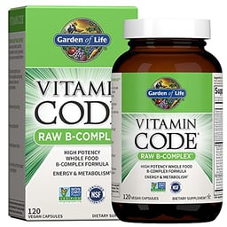 Garden of Life Vitamin B Complex - Vitamin Code Raw B Complex - 120 Vegan Capsules, High Potency B Complex Vitamins for Energy & Metabolism with B6, Folate & B12 as Methylcobalamin plus Probiotics image