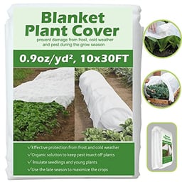 Valibe Plant Covers Freeze Protection 10 ft x 30 ft Floating Row Cover 0.9oz/yd² Garden Fabric Plant Cover for Winter Frost/Sun Pest Protection (10FT X 30FT) image