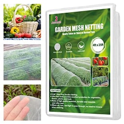 Garden Netting, Jevrench Durable Ultra Fine Garden Netting, Garden Plant Cover Row Cover Makes Plants, Vegetables, Fruits, and Flowers Grow Better (4ft x 25ft) image